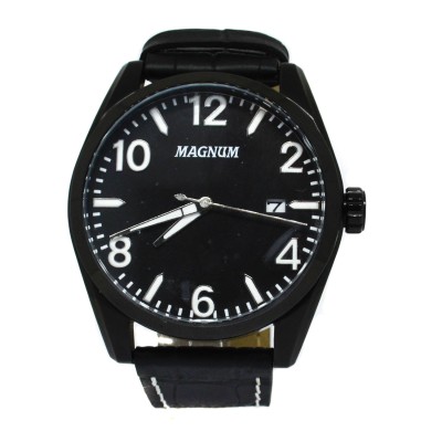 RELOGIO MAGNUM MASCULINO COURO PRETO